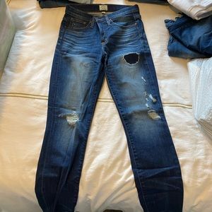 J. Crew Lookout high skinny rise jeans dark rips